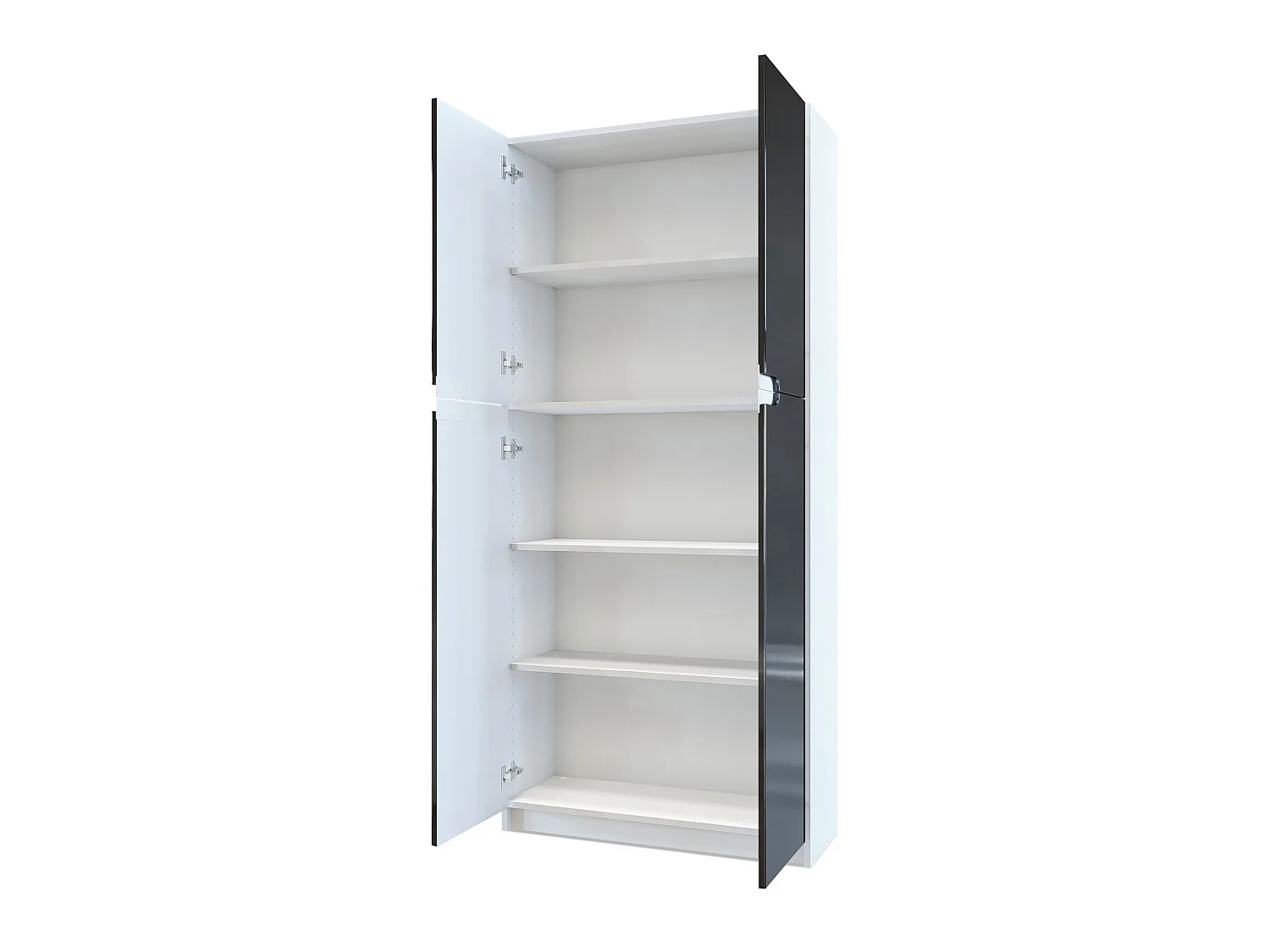 Armoire De Bureau Blanc Mat Et Aspect Métal Rayé(lxhxp) : 82 x 185 x 37
