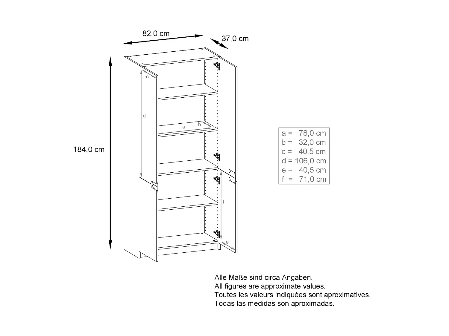 Armoire De Bureau Blanc Mat Et Aspect Métal Rayé(lxhxp) : 82 x 185 x 37