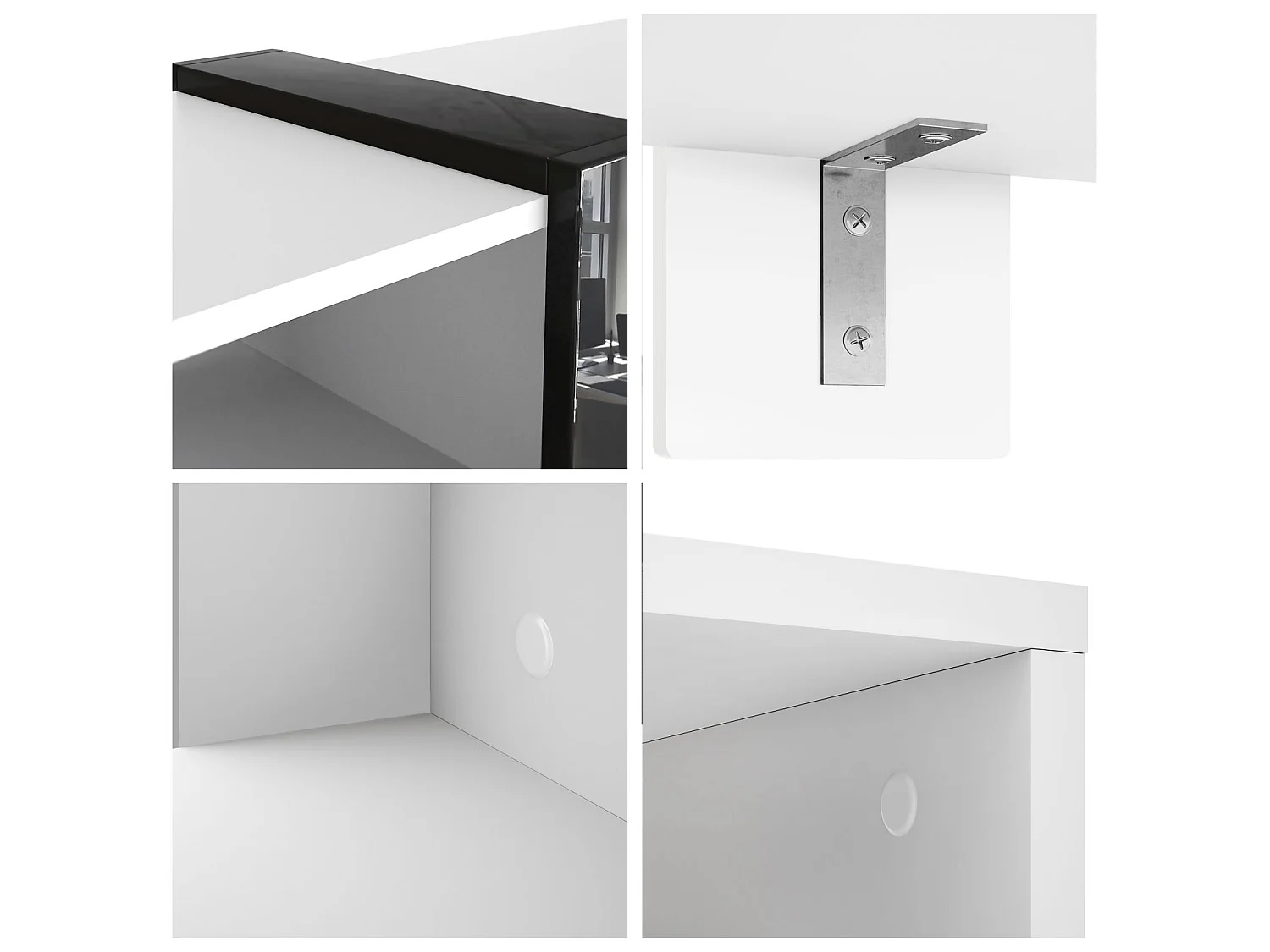 Table Basse Blanche Mat Et Aspect Chêne Scié (lxhxp) : 110,5 X 42 X 56,5 Cm