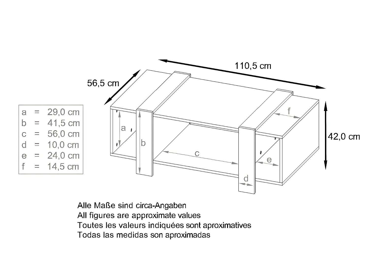 Table Basse Blanche Mat Et  Bordures Laquées (lxhxp) : 110,5 X 42 X 56,5 Cm