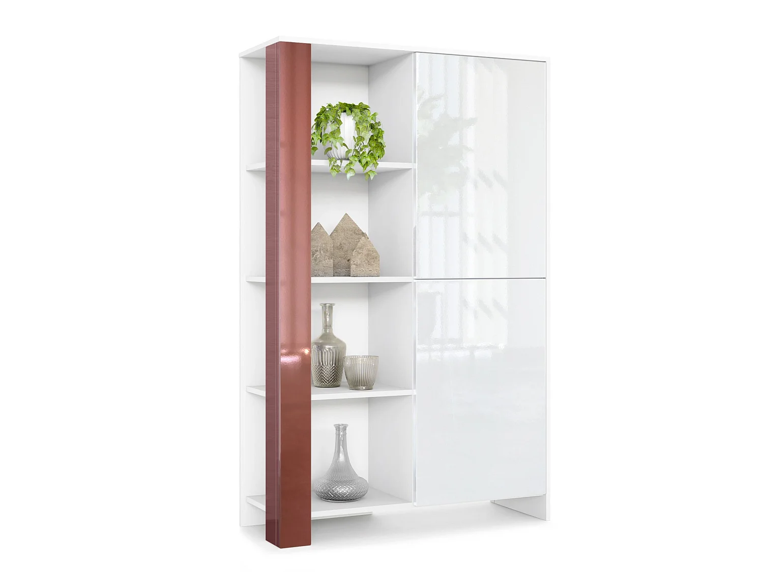 Meuble Blanc Mat Et Bordeaux Laqué (lxhxp) : 95 X 151,5 X 36 Cm