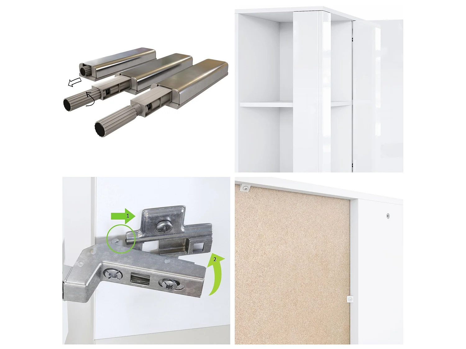 Meuble Blanc Mat Et Aspect Chêne Ribbeck Portes Laquées (lxhxp) : 95 X 151,5 X 36 Cm