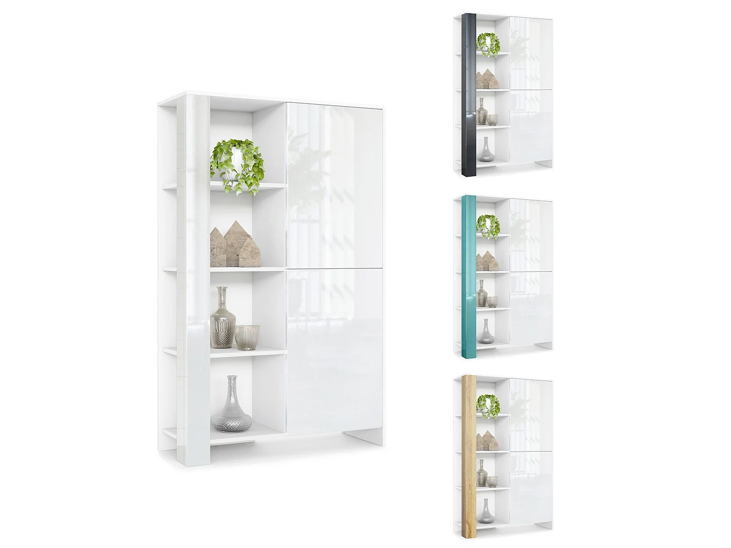 Meuble Blanc Mat Et Aspect Chêne Ribbeck Portes Laquées (lxhxp) : 95 X 151,5 X 36 Cm