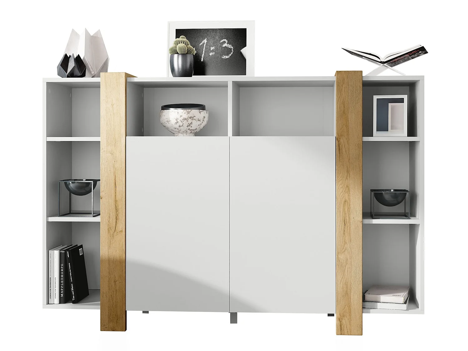 Meuble Blanc Mat Et Aspect Chêne (lxhxp) : 149 X 101 X 34 Cm