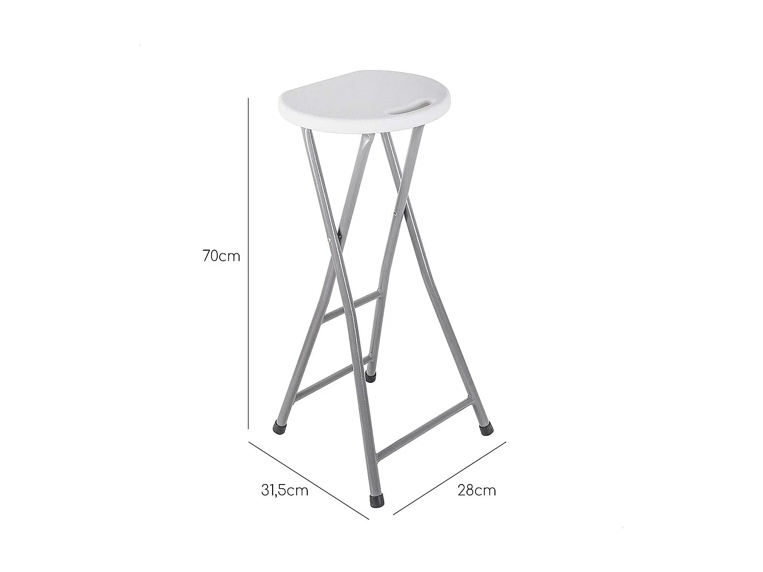 Tabouret de bar haut, finition métal, 31,5x28x70 cm