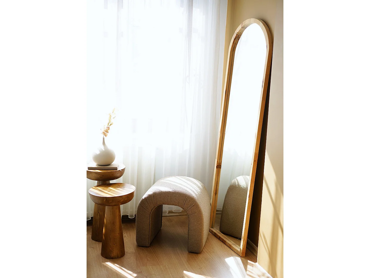 Pouf design Sara Tissu bouclette Marron