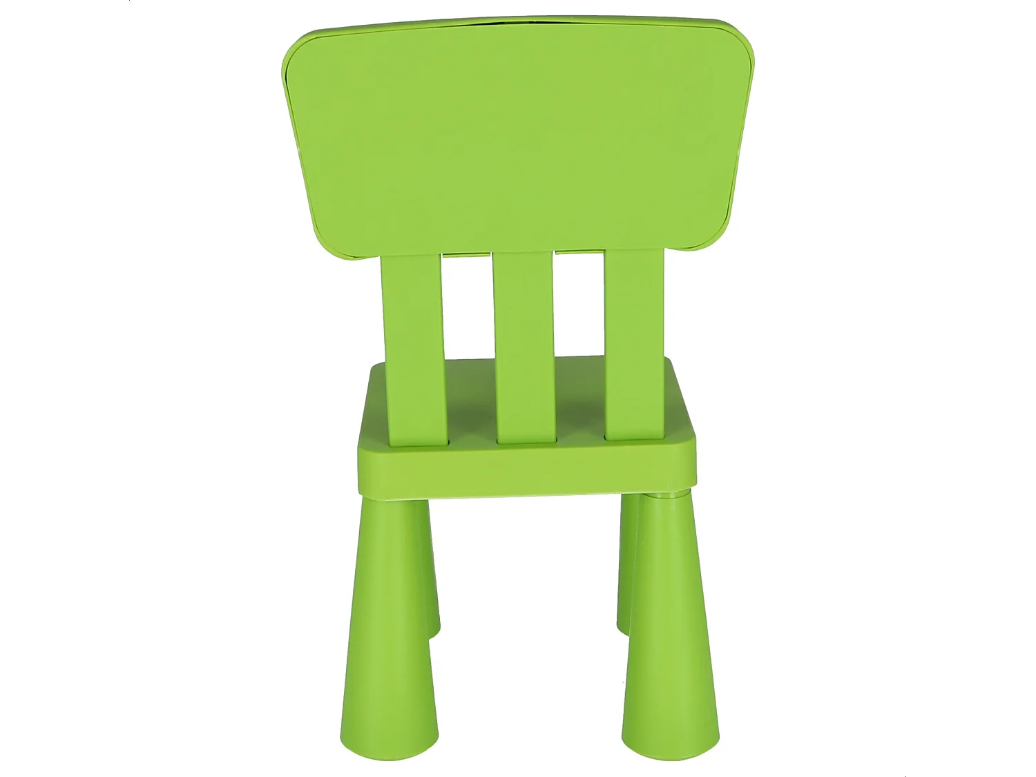 Chaise d'enfant verte, en plastique solide et résistant, L:38 cm x F:35 cm x H:67 cm