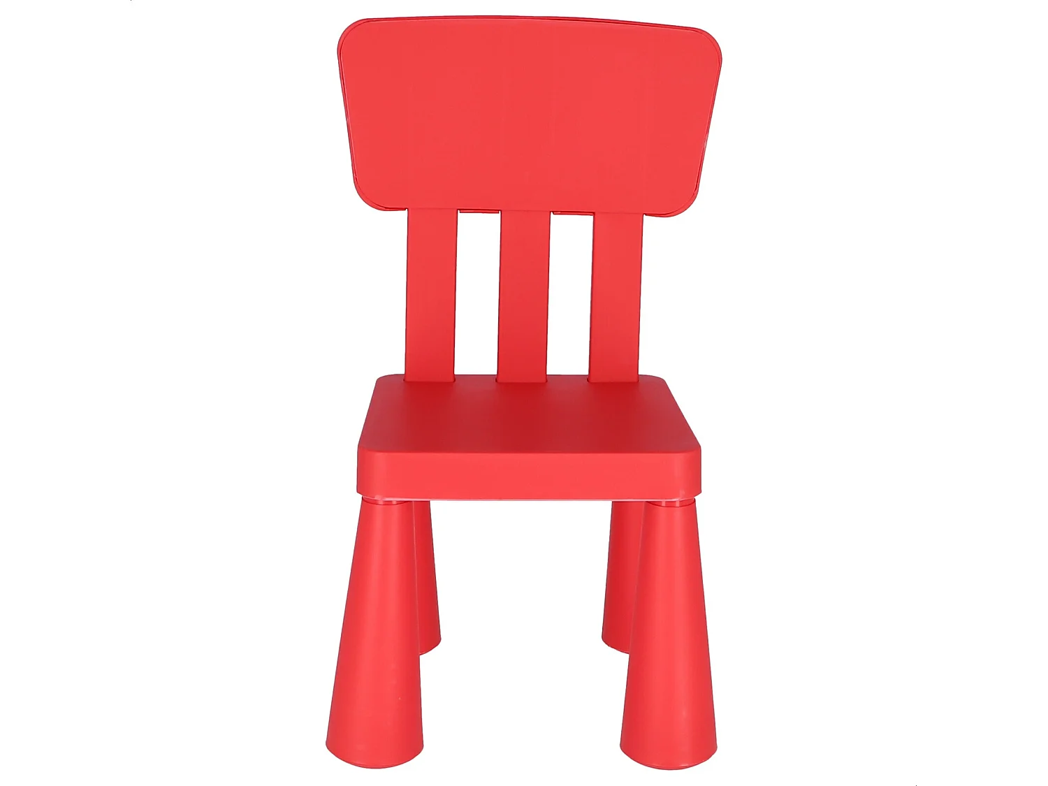 Chaise d'enfant rouge en plastique robuste, L:38 cm x F:35 cm x H:67 cm