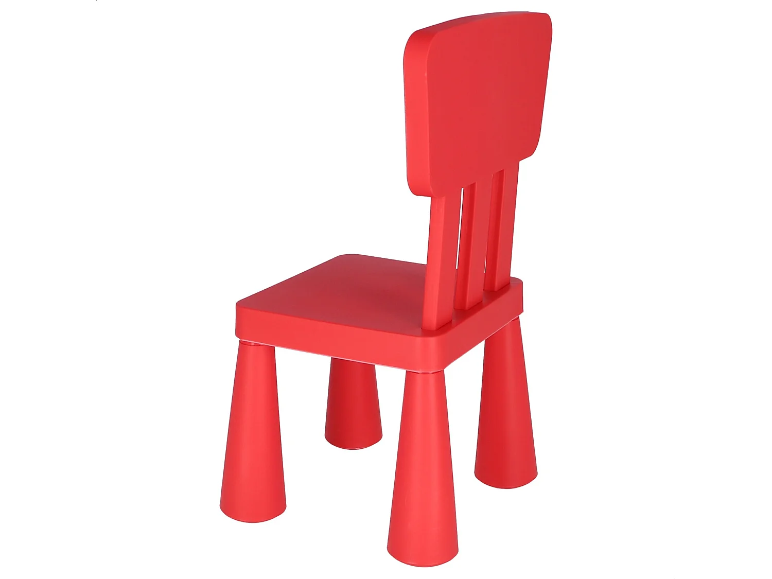 Chaise d'enfant rouge en plastique robuste, L:38 cm x F:35 cm x H:67 cm