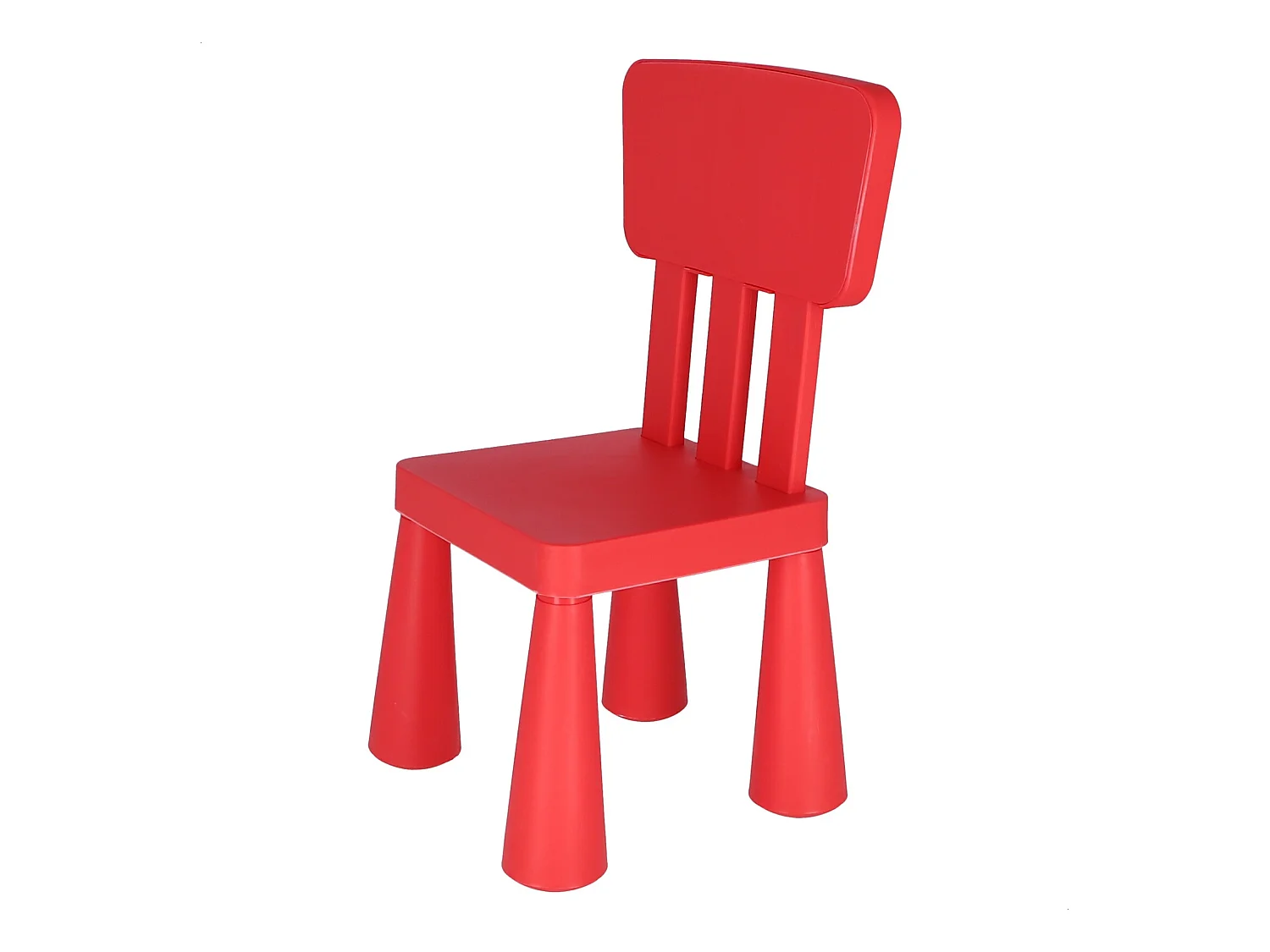 Chaise d'enfant rouge en plastique robuste, L:38 cm x F:35 cm x H:67 cm