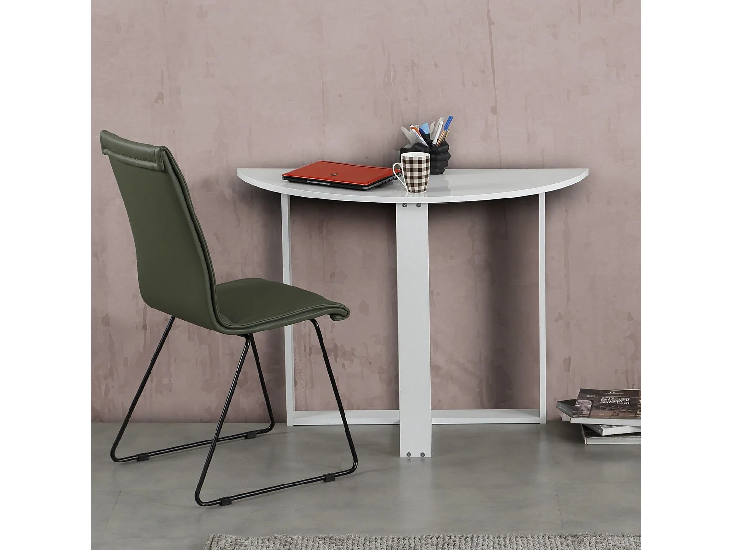 Mesa Kailua 764, Blanco brillante|Blanco, 77x45x106cm, Aglomerado laminado