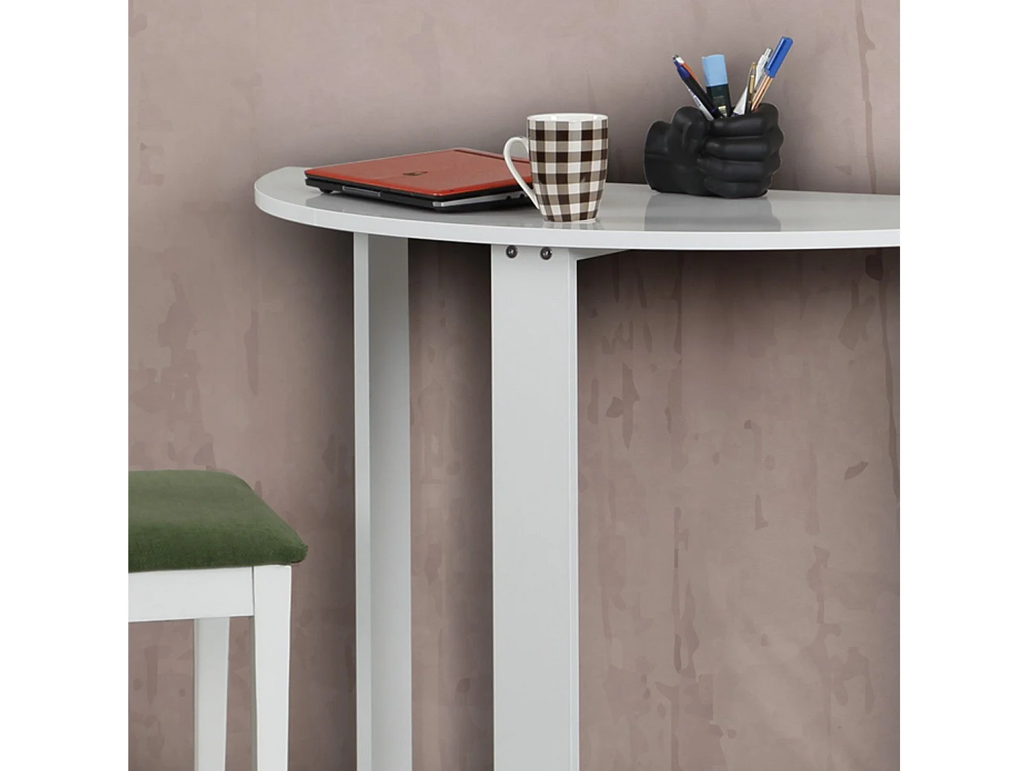 Mesa Kailua 764, Blanco brillante|Blanco, 77x45x106cm, Aglomerado laminado