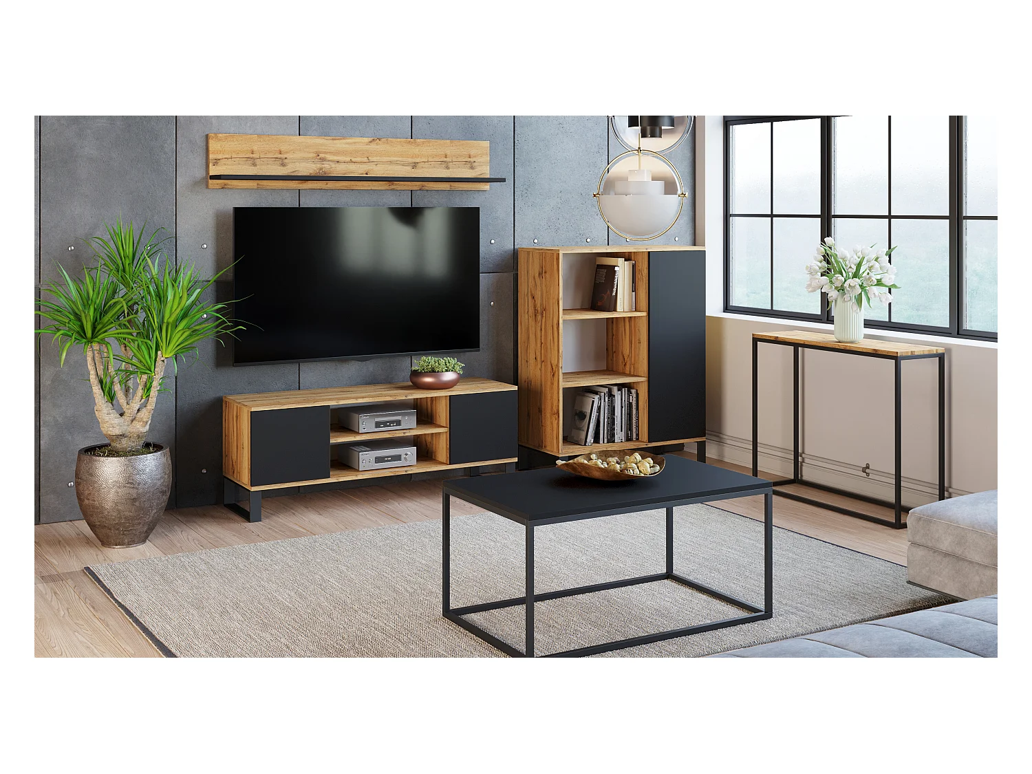 Table basse au style industriel SONA - Noir