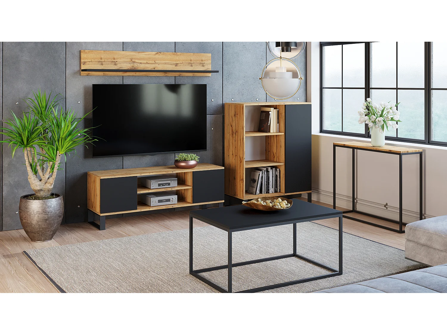 Table basse au style industriel SONA - Noir