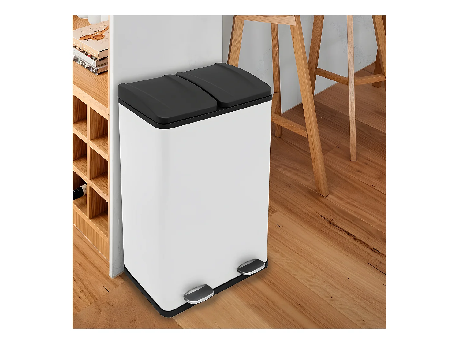 Poubelle de Recyclage 60L Double Blanche