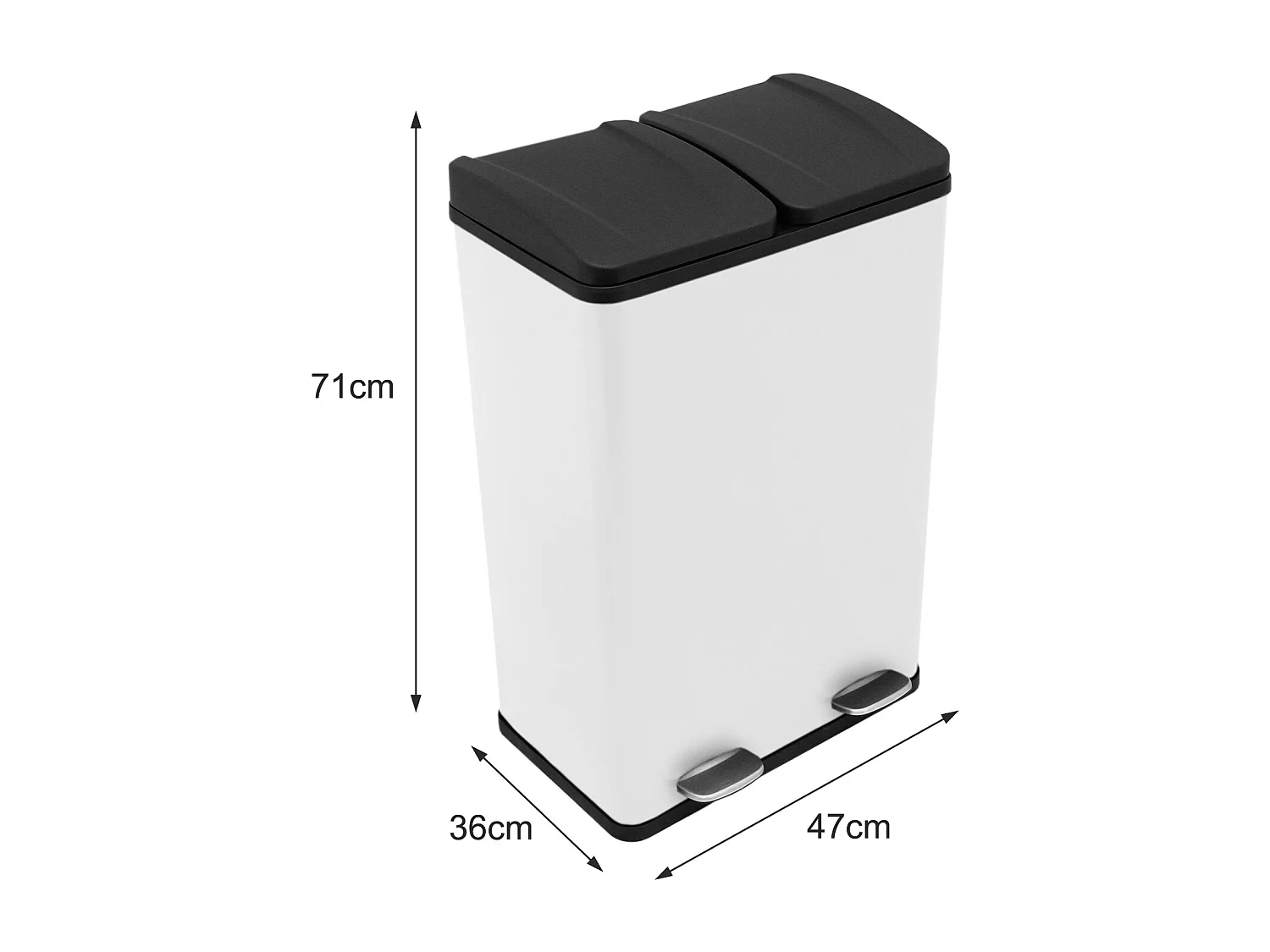 Poubelle de Recyclage 60L Double Blanche