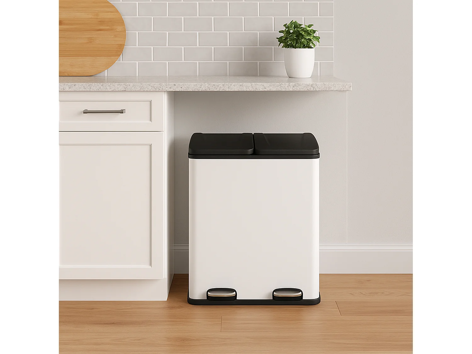 Poubelle de Recyclage 60L Double Blanche