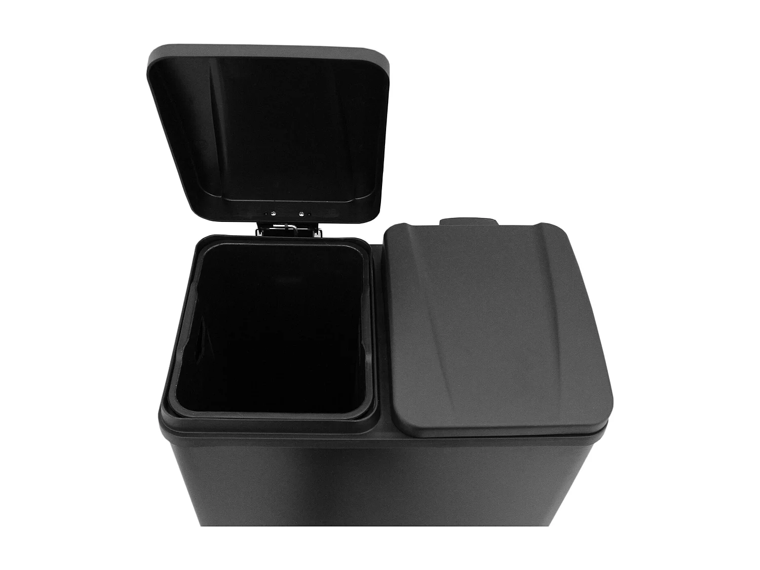 Doppel Tretmülleimer Edelstahl 60 L Mülltrennsystem Mülleimer Papierkorb Abfalleimer Recycling 2 Fächer herausnehmbar Pedal Bin Schwarz