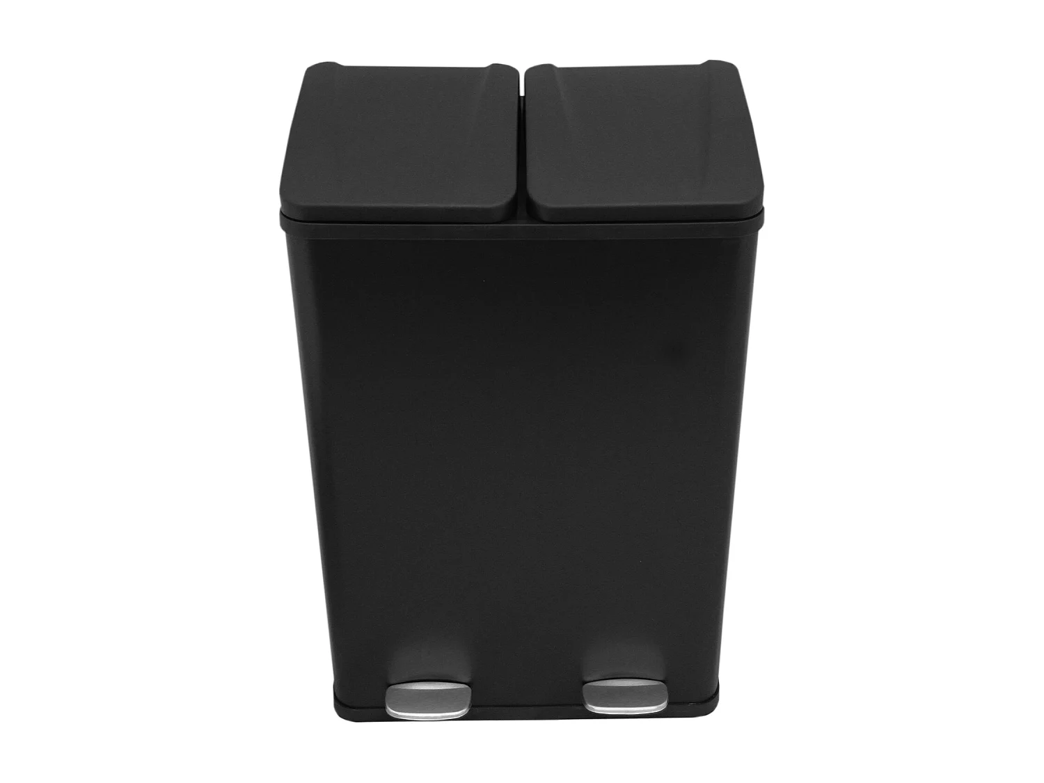 Doppel Tretmülleimer Edelstahl 60 L Mülltrennsystem Mülleimer Papierkorb Abfalleimer Recycling 2 Fächer herausnehmbar Pedal Bin Schwarz