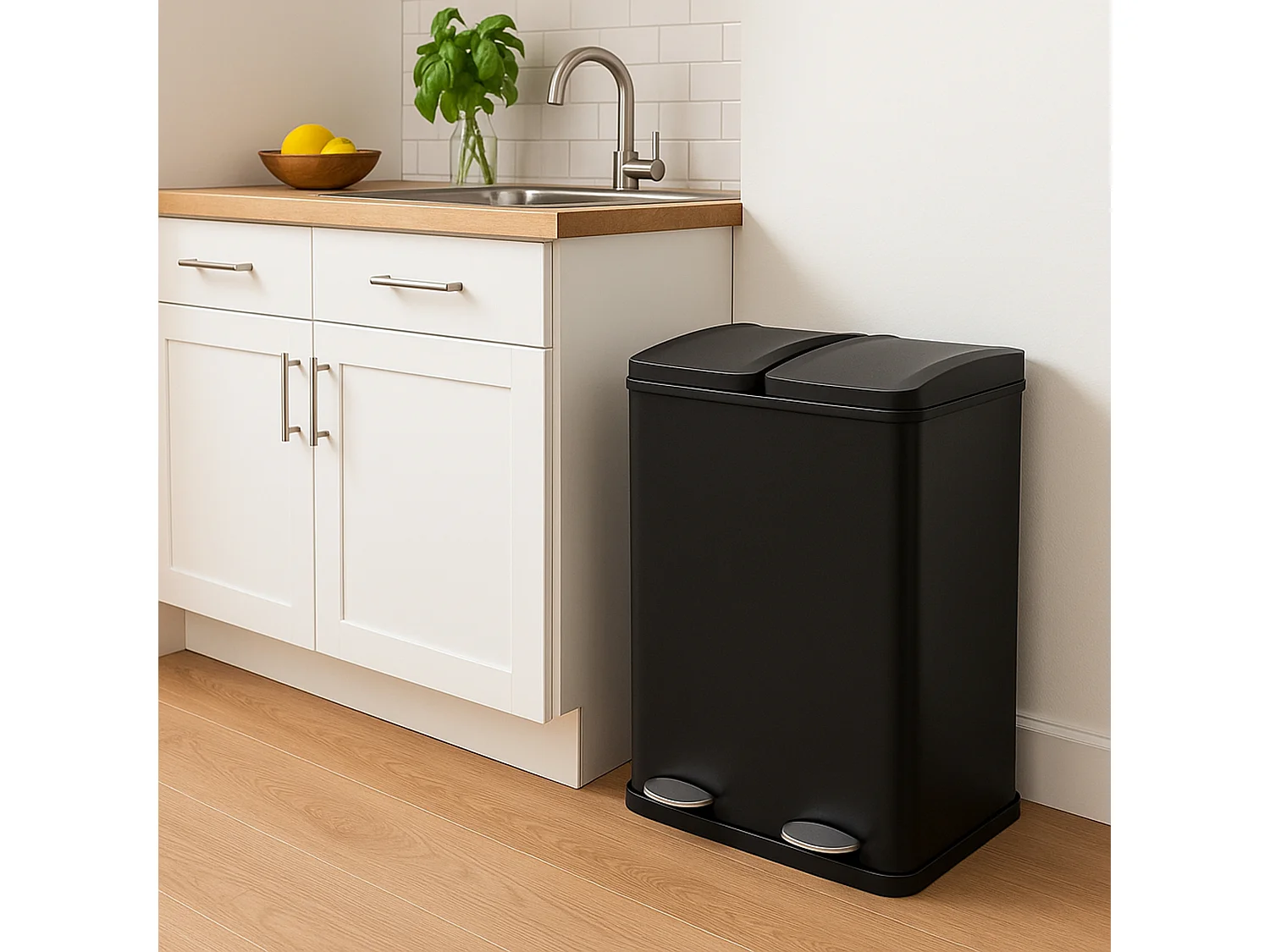 Dubbele Pedaalemmer 60 L - Zwart