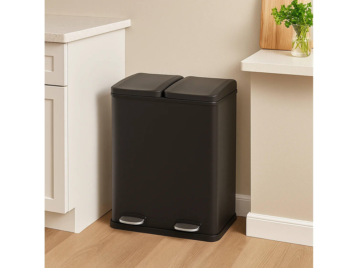 Dubbele Pedaalemmer 60 L - Zwart