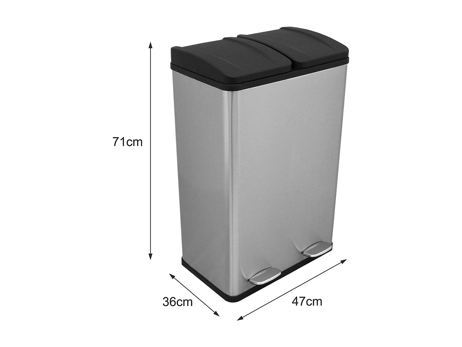 Poubelle de Recyclage 60L Double Acier Inoxydable