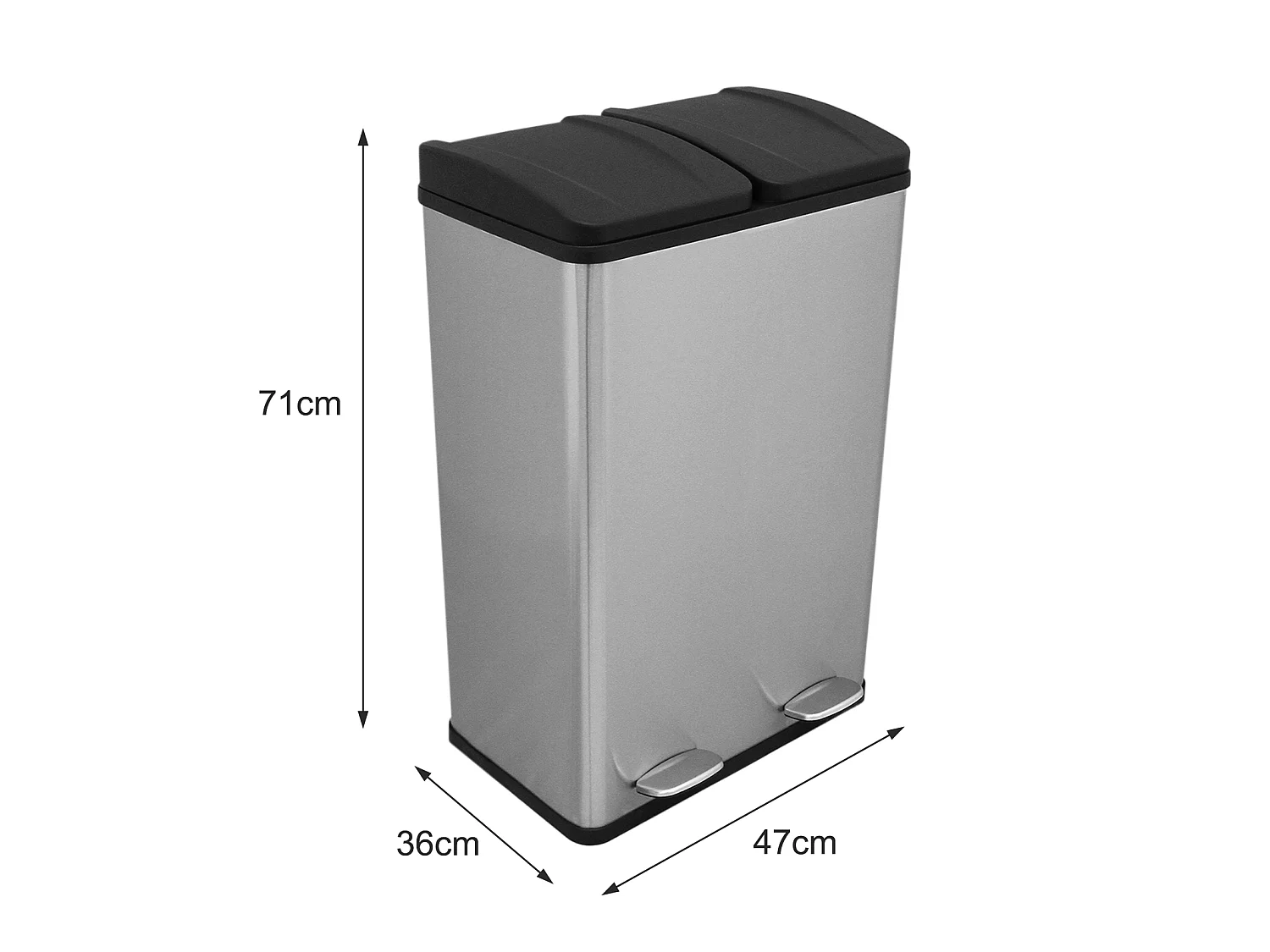 Poubelle de Recyclage 60L Double Acier Inoxydable