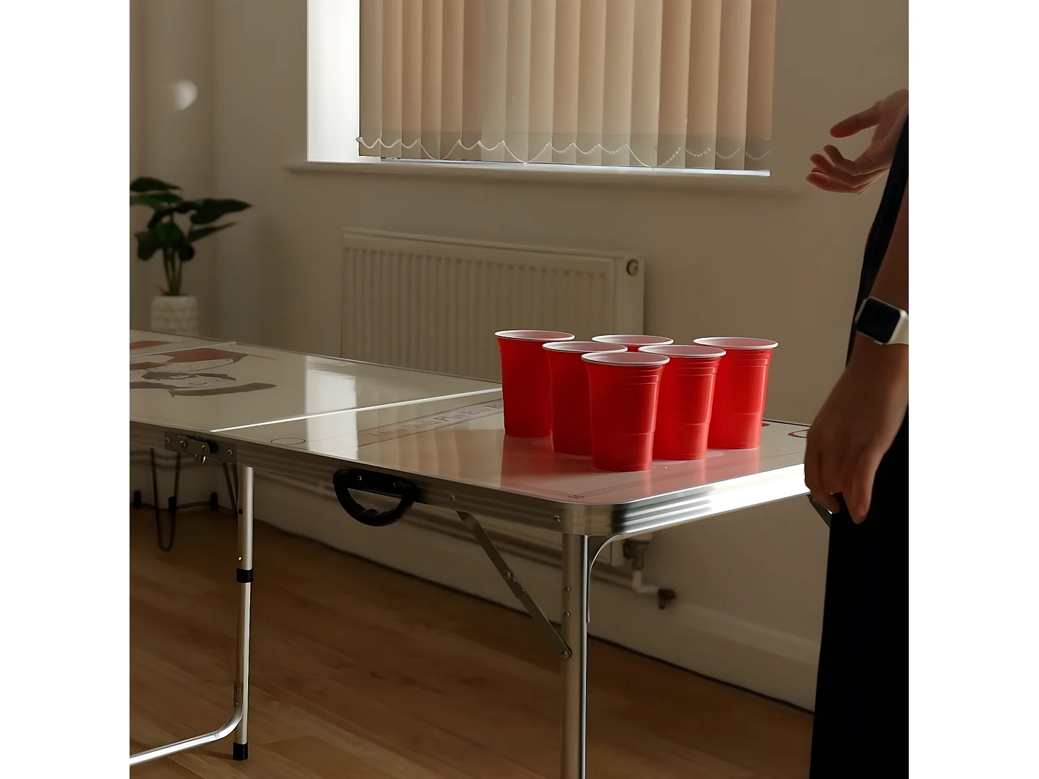 MonsterShop Bier Pong Tisch Bierpong Bier-Pong Tisch Ideales Partyspiel Trinkspiele Spieltisch tragbar und zusammenklappbar