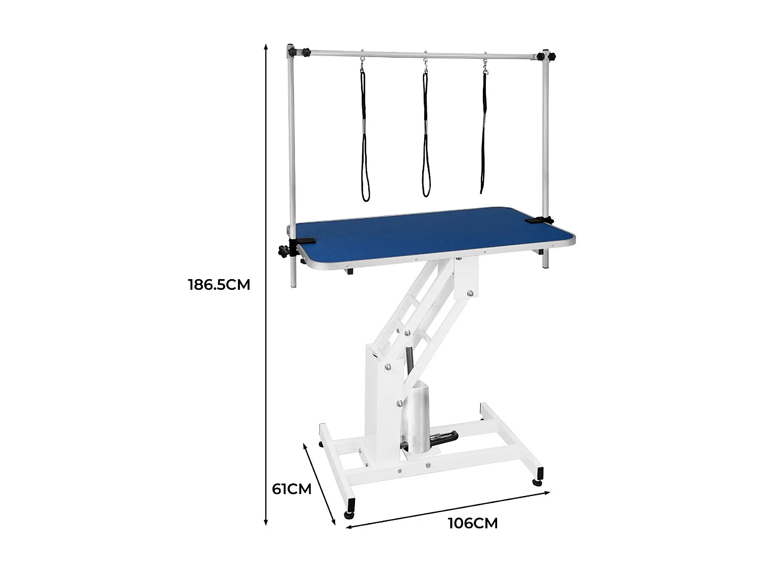 Wit Hydraulisch Trimeerbord - Blauw Tafelblad
