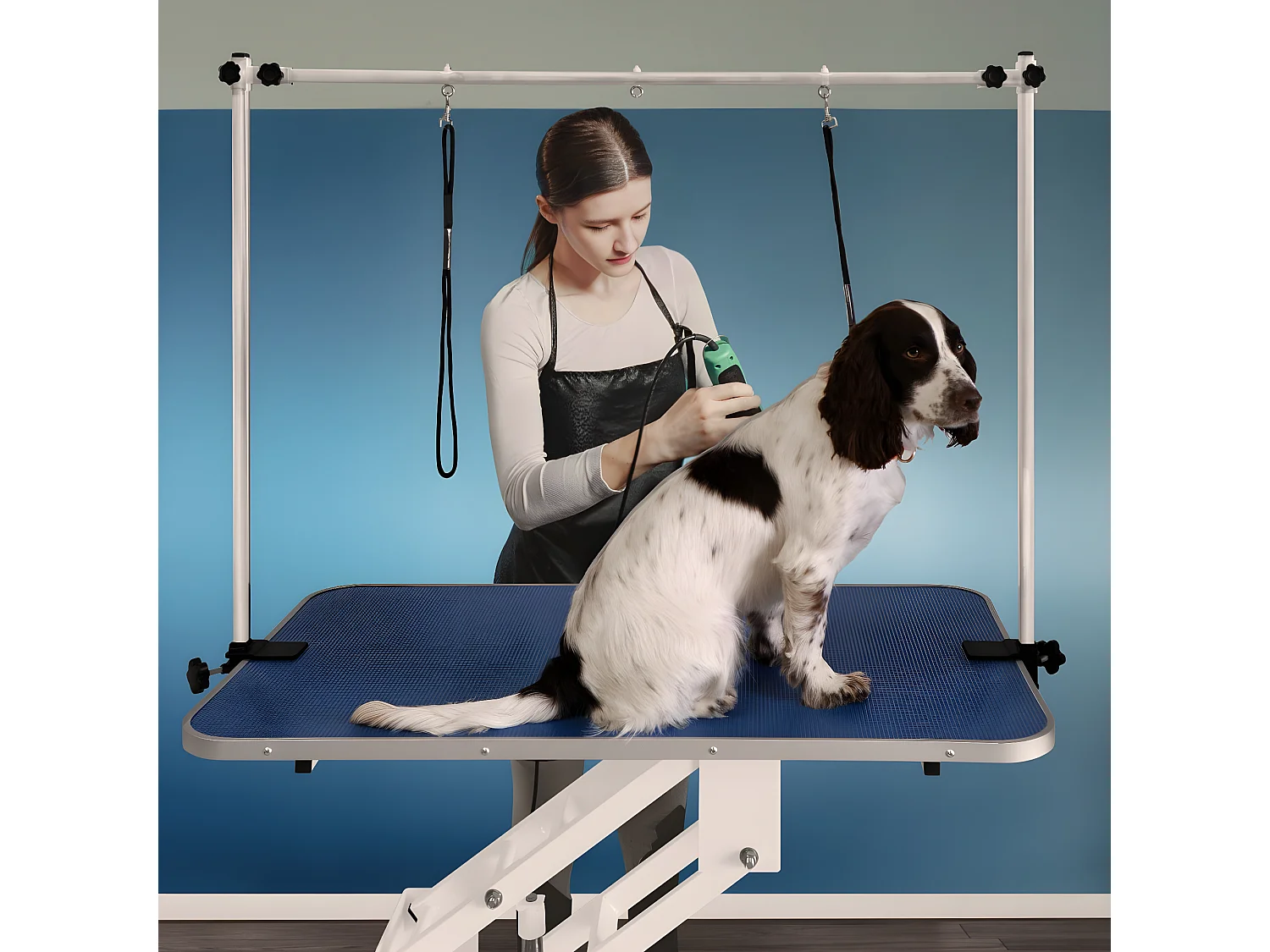 Wit Hydraulisch Trimeerbord - Blauw Tafelblad