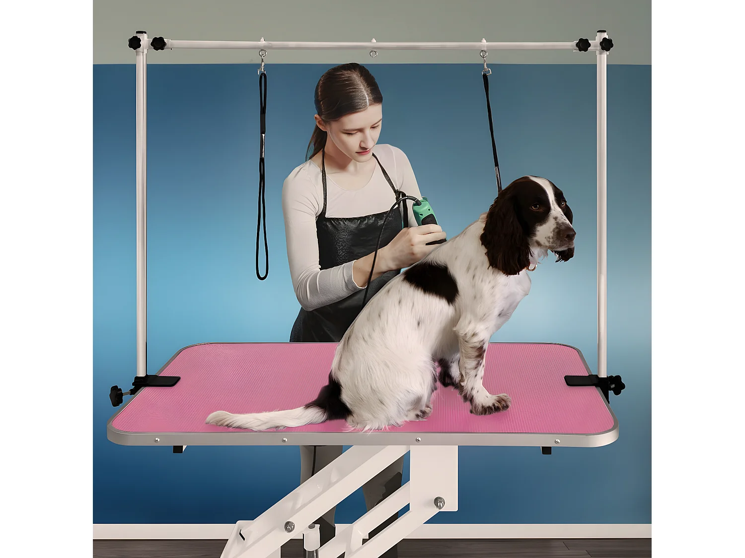 Wit Hydraulisch Trimeerbord - Roze Tafelblad