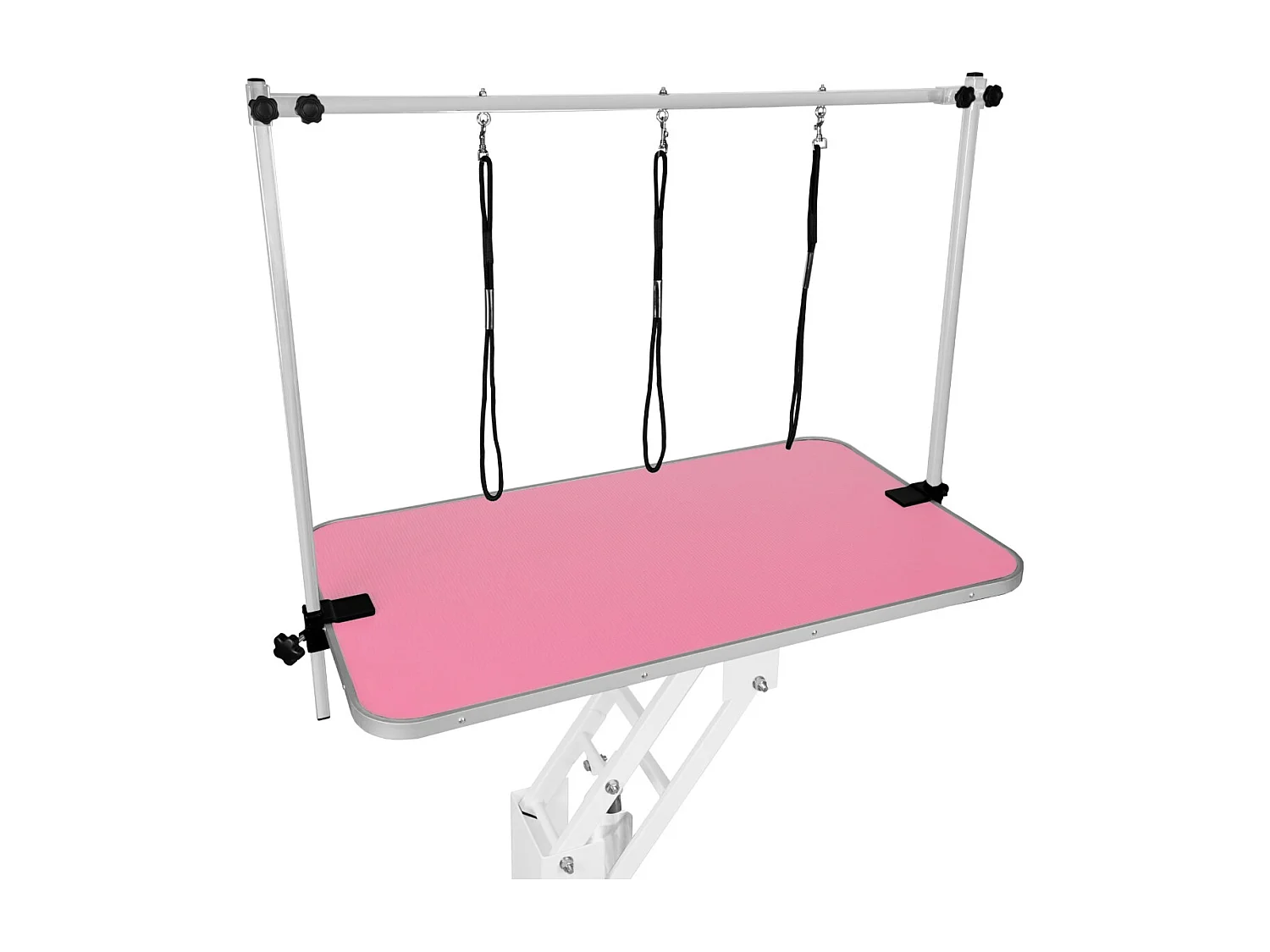 Table Blanche de Toilettage Hydraulique avec Plateau Rose