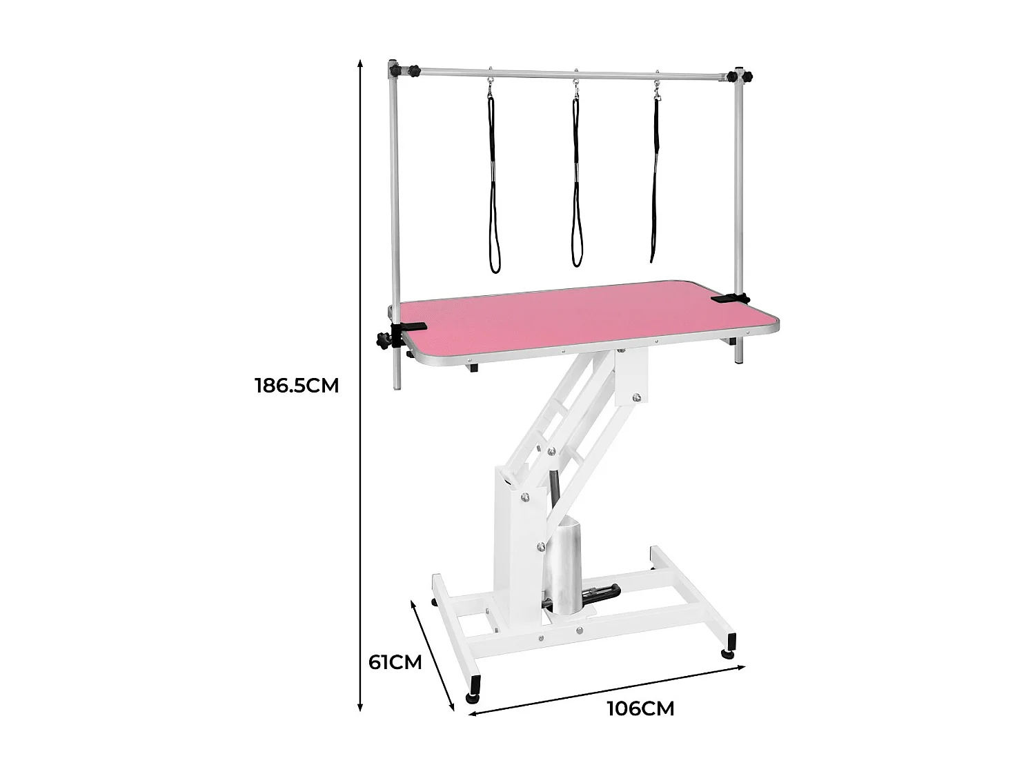 Table Blanche de Toilettage Hydraulique avec Plateau Rose