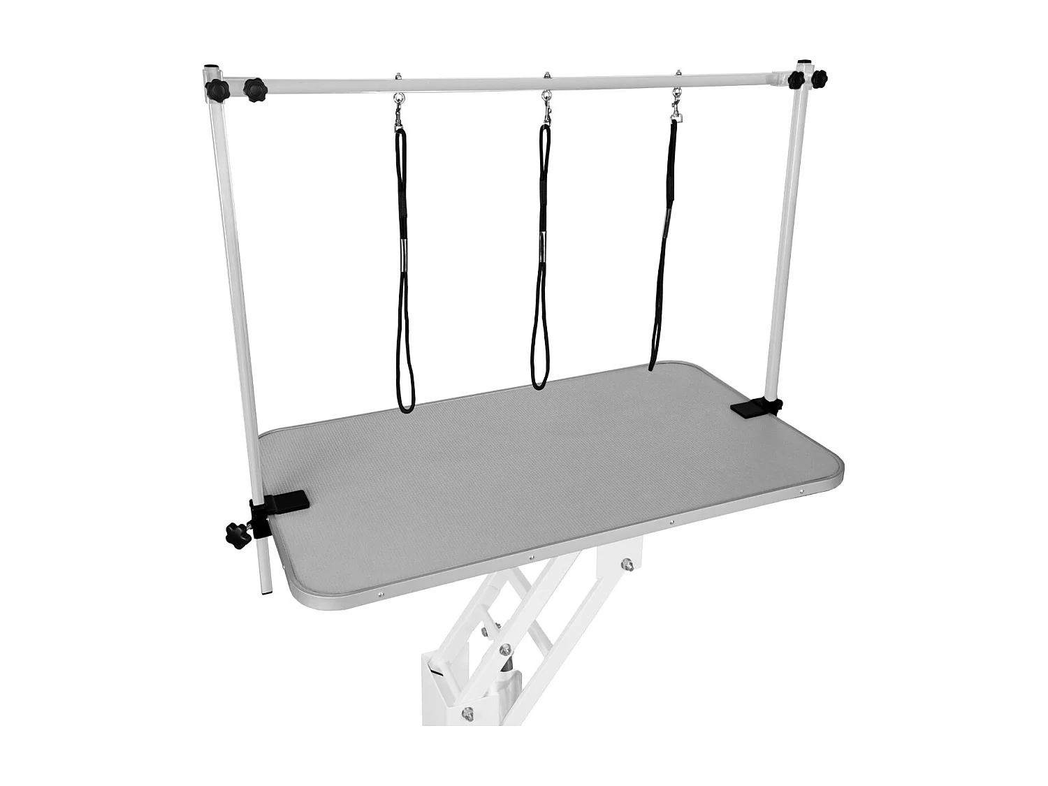 Table Blanche de Toilettage Hydraulique avec Plateau Gris