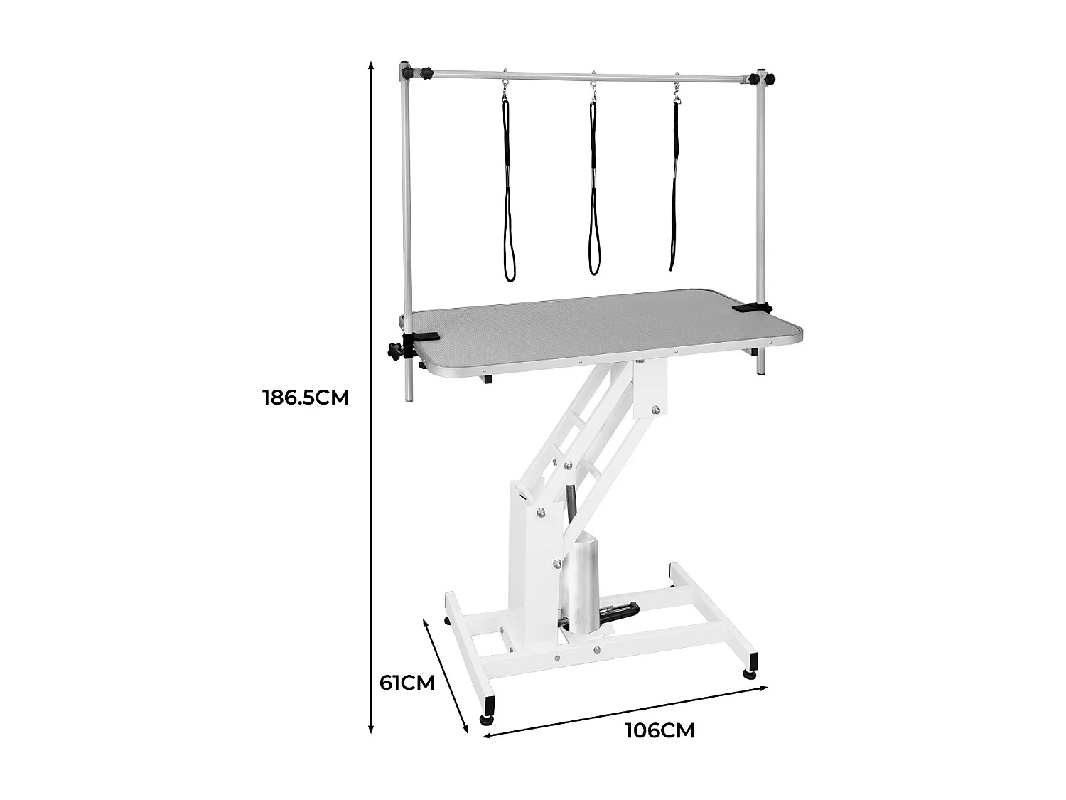 Table Blanche de Toilettage Hydraulique avec Plateau Gris