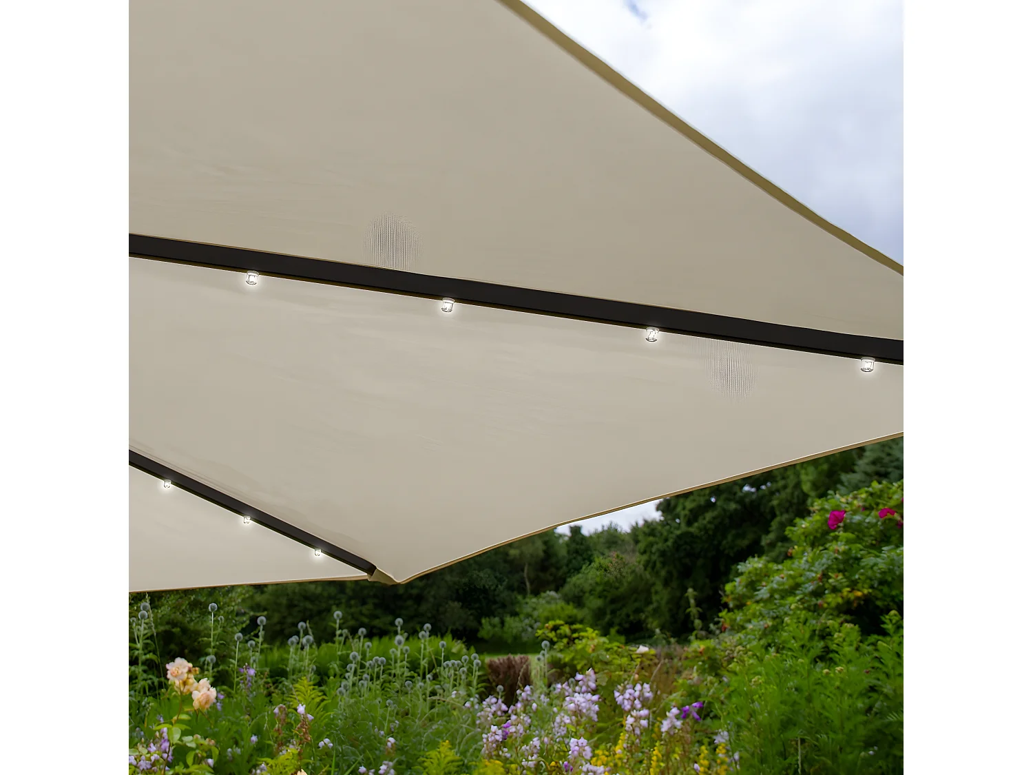 Zweefparasol 3m met LED verlichting - CrÃ¨me