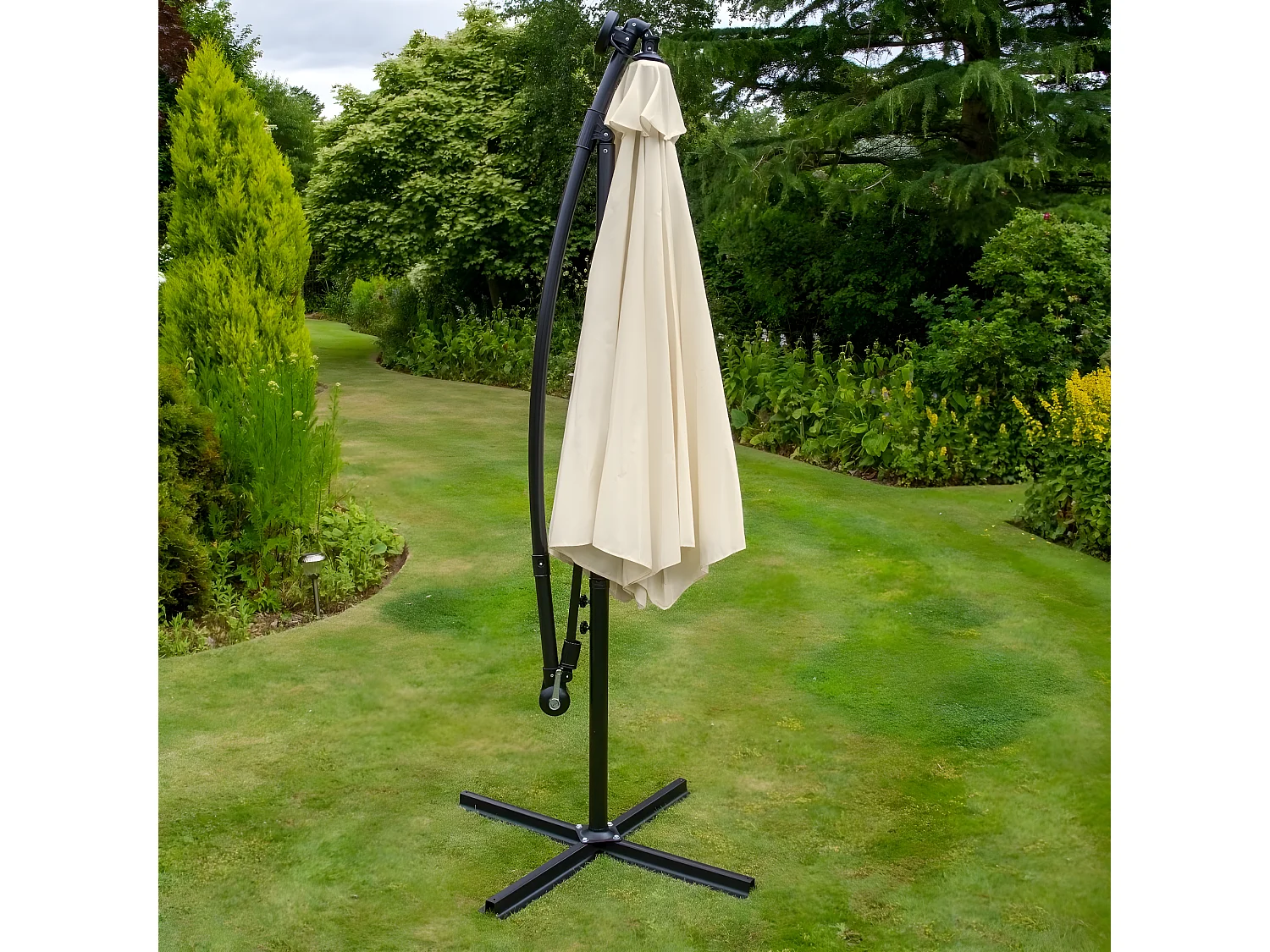 Zweefparasol 3m met LED verlichting - CrÃ¨me