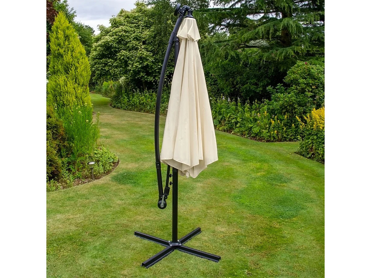 Cream 3m LED Cantilever Parasol