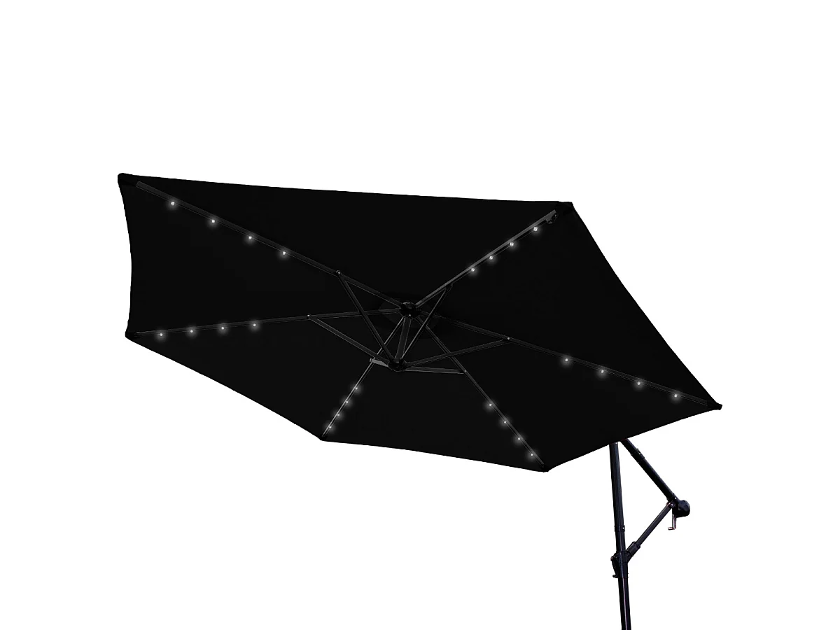 Parasol Noir 3m avec LED's Intégrés
