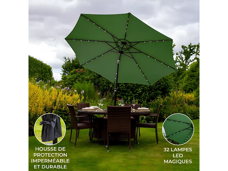 LED Parasol met Kantelfuntie 270 cm - Groen