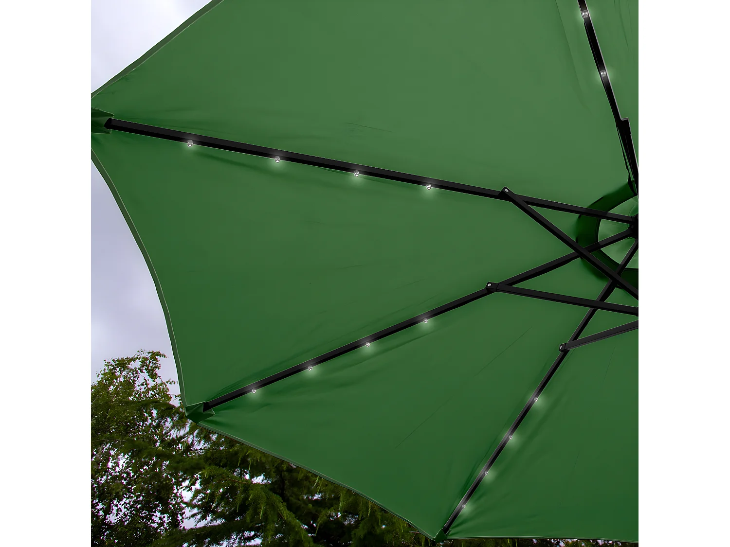 Parasol Vert 270 cm avec 32 LED's Intégrés