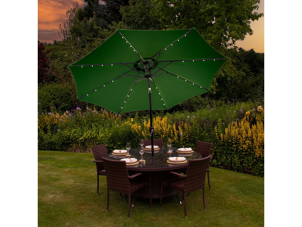 Parasol Vert 270 cm avec 32 LED's Intégrés
