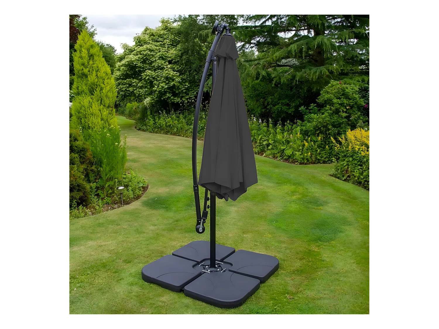 Grijs 3m LED Zweefparasol met een eenvoudige voet