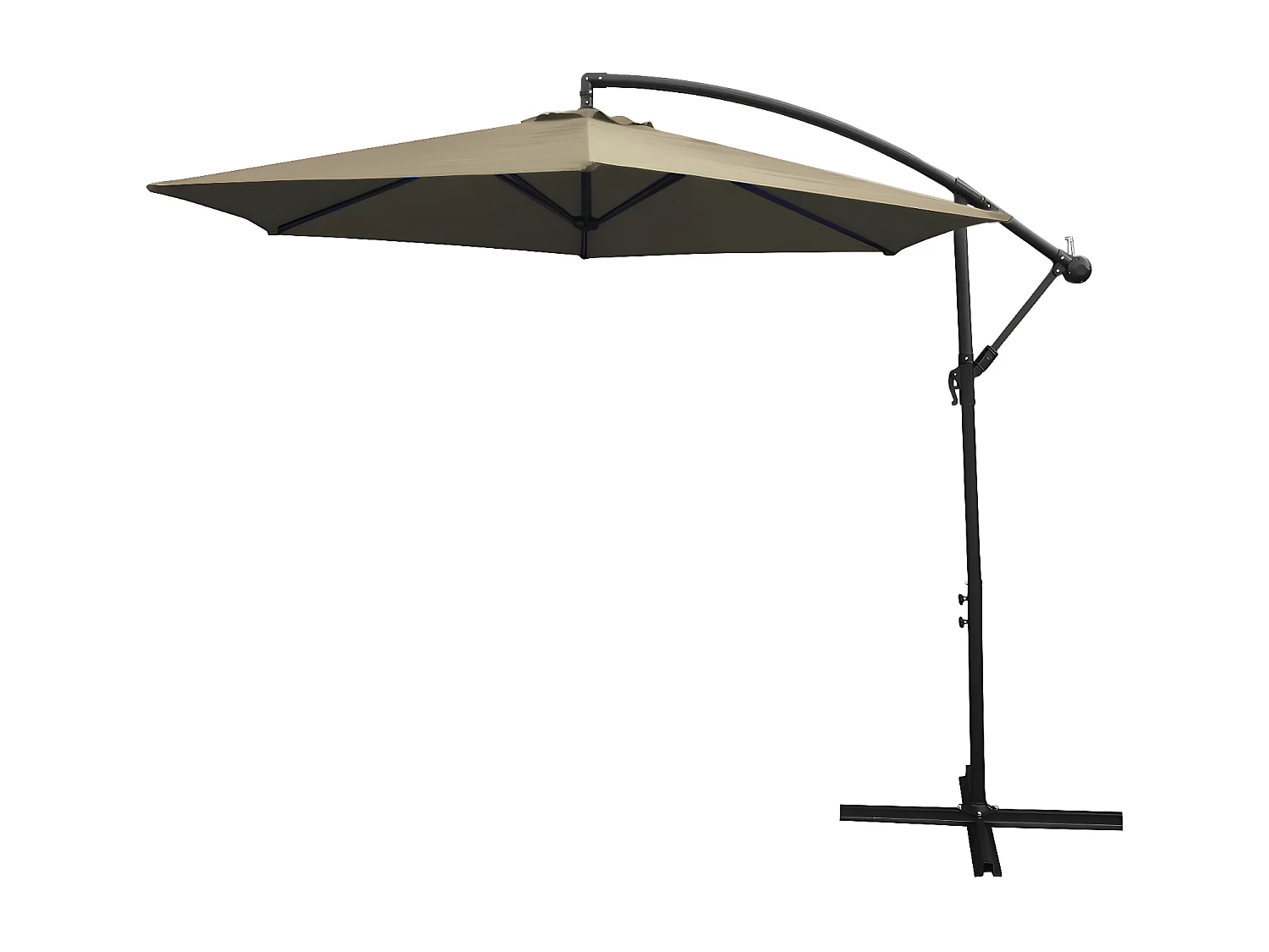 3m freischwingender Sonnenschirm Freischwinger Gartenschirm mit Kippfunktion, Sockel und Hülle im Set Beige