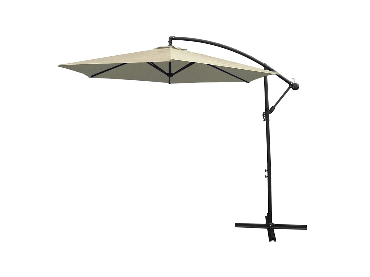 Zweefparasol + Waaiervormige basis - CrÃ¨me