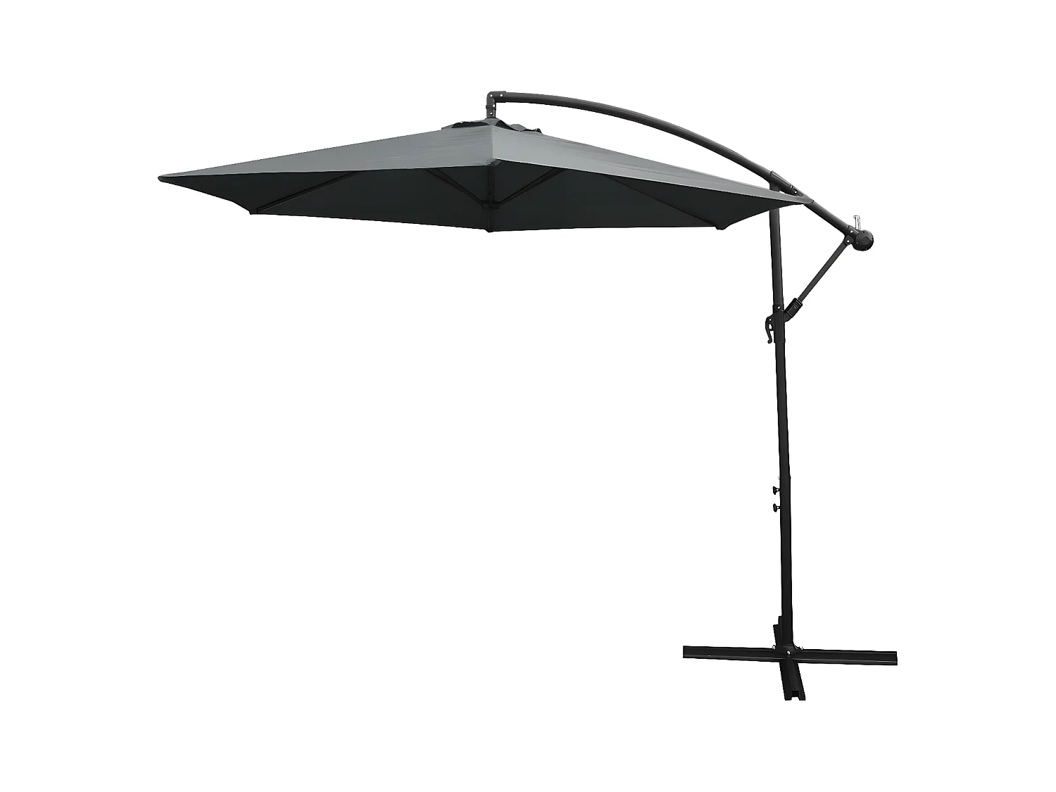 Parasol Cantilever Gris & Base Ronde 3m x 3m x 2.5m