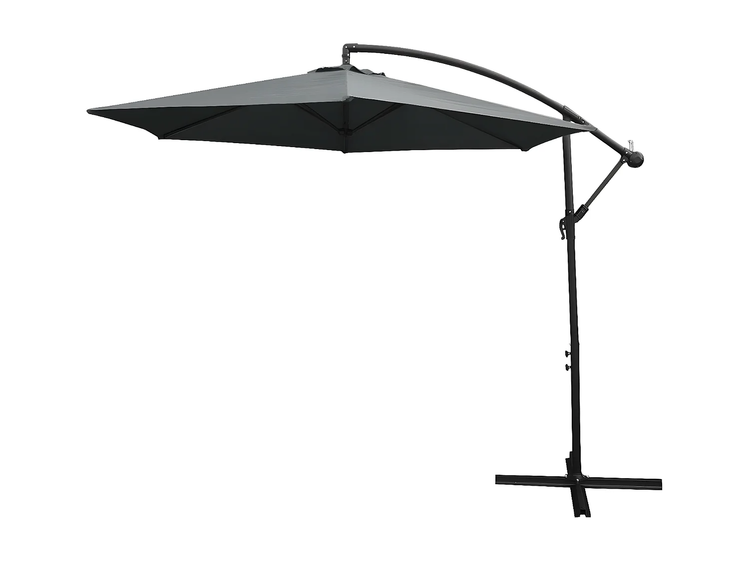 Parasol Cantilever Gris & Base Ronde 3m x 3m x 2.5m