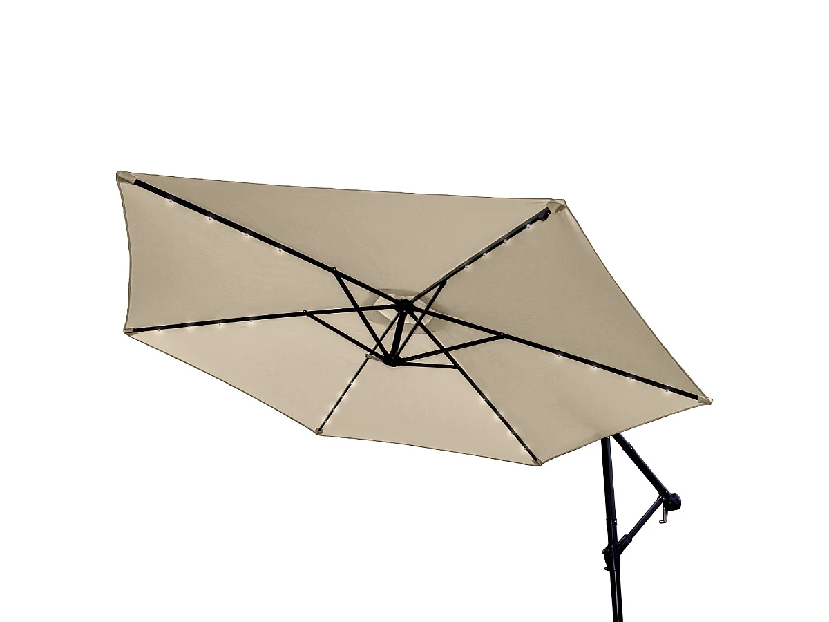 Beige 3m LED Zweefparasol met een eenvoudige voet