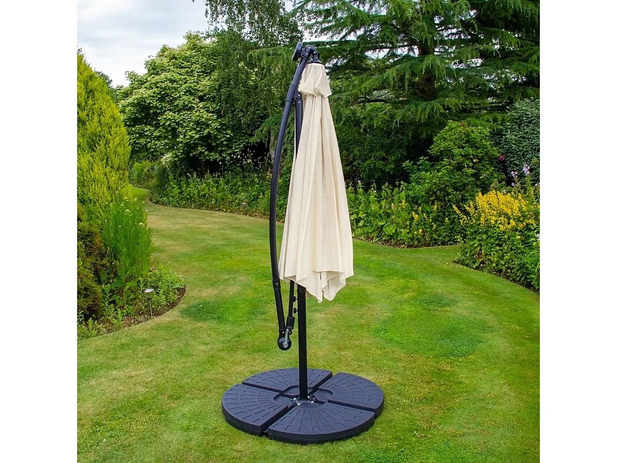 Cream 3m LED Cantilever Parasol With Fan Base