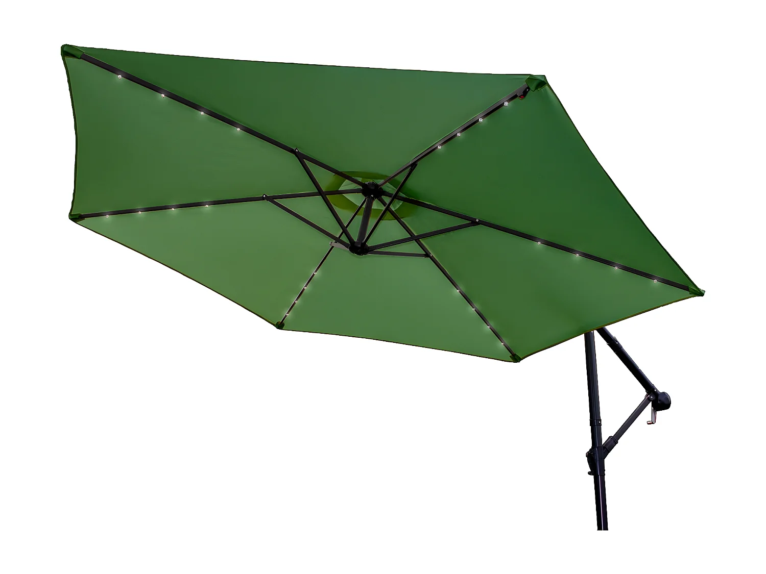 Ombrellone da Giardino Decentrato 3m con LED - Base Tonda - Verde